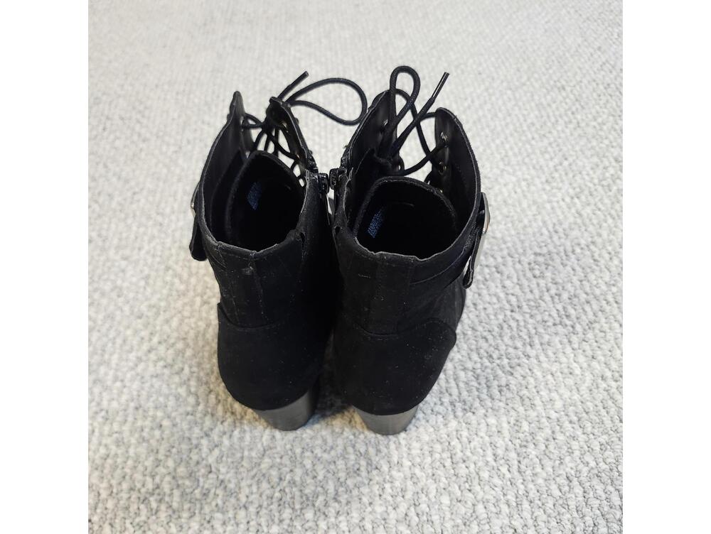 Torrid Black Faux Suede Lace-Up Ankle Boots with Buckle Detail Women's Size 10W - Picture 4 of 13